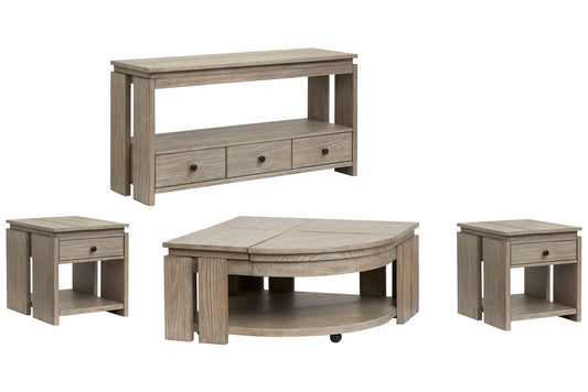 Magnussen - Conrad Stone Harbor Grey Pie Shaped Lift Top Cocktail Table With 2 End Table And Sofa Table - T5865-65KIT3 view 1