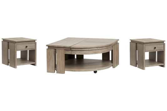 Magnussen - Conrad Stone Harbor Grey Pie Shaped Lift Top Cocktail Table With 2 End Table - T5865-65KIT2 view 1