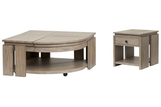Magnussen - Conrad Stone Harbor Grey Pie Shaped Lift Top Cocktail Table With End Table - T5865-65KIT1 view 1