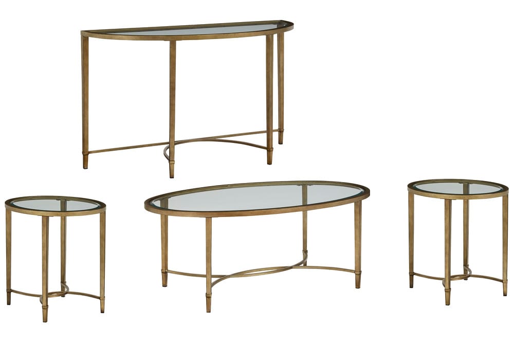 Magnussen - Copia Antiqued Silver With Gold Tint Oval Cocktail Table With 2 End Table And Demilune Sofa Table - T2114-47KIT3 view 1