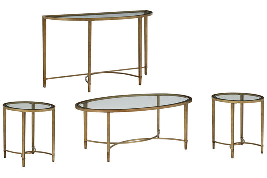 Magnussen - Copia Antiqued Silver With Gold Tint Oval Cocktail Table With 2 End Table And Demilune Sofa Table - T2114-47KIT3 view 1