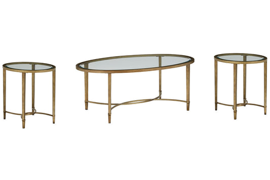 Magnussen - Copia Antiqued Silver With Gold Tint Oval Cocktail Table With 2 End Table - T2114-47KIT2 view 1