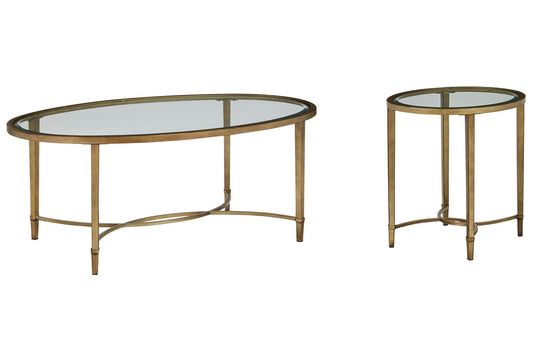 Magnussen - Copia Antiqued Silver With Gold Tint Oval Cocktail Table With End Table - T2114-47KIT1 view 1