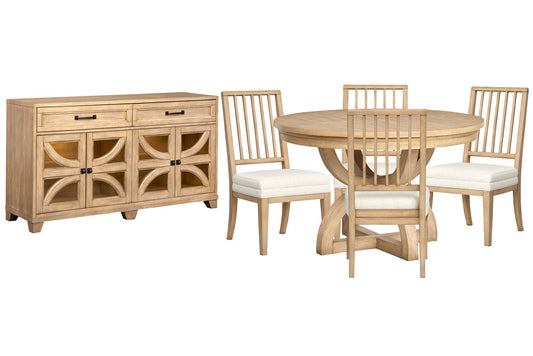 Magnussen - Coventry Honey Maple Extendable 48" Round Dining Table With 4 Side Chairs And Buffet - D6480-22-KIT2 view 1