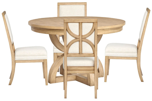 Magnussen - Coventry Honey Maple Extendable 48" Round Dining Table With 4 Upholstered Side Chairs - D6480-22-KIT4 view 1