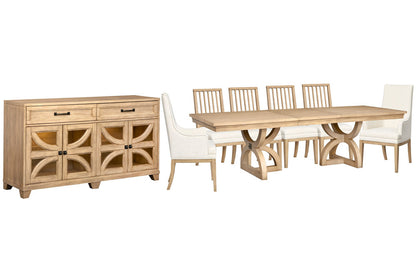 Magnussen - Coventry Honey Maple Extendable Trestle Dining Table With 4 Side Chairs 2 Host Chairs And Buffet - D6480-21-KIT17 view 1