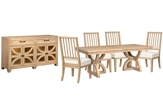 Magnussen - Coventry Honey Maple Extendable Trestle Dining Table With 4 Side Chairs And Buffet - D6480-21-KIT2 view 1