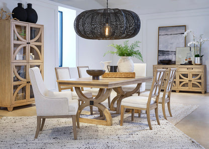 Magnussen - Coventry Honey Maple Extendable Trestle Dining Table With 4 Upholstered Side Chairs - D6480-21-KIT7 view 12