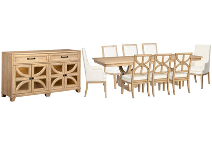 Magnussen - Coventry Honey Maple Extendable Trestle Dining Table With 6 Upholstered Side Chairs 2 Host Chairs And Buffet - D6480-21-KIT29 view 1