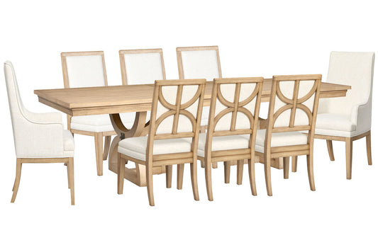 Magnussen - Coventry Honey Maple Extendable Trestle Dining Table With 6 Upholstered Side Chairs And 2 Host Chairs - D6480-21-KIT28 view 1