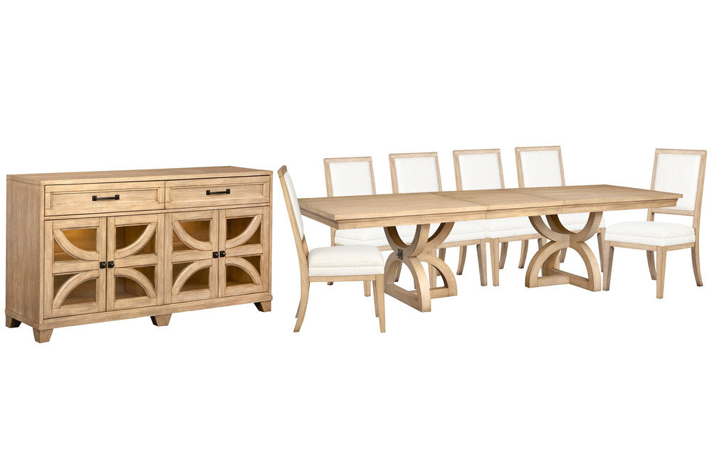 Magnussen - Coventry Honey Maple Extendable Trestle Dining Table With 6 Upholstered Side Chairs And Buffet - D6480-21-KIT11 view 1