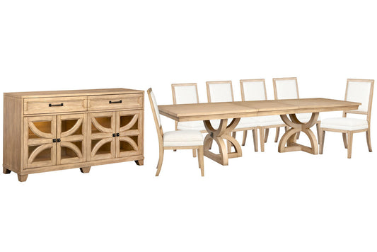 Magnussen - Coventry Honey Maple Extendable Trestle Dining Table With 6 Upholstered Side Chairs And Buffet - D6480-21-KIT11 view 1