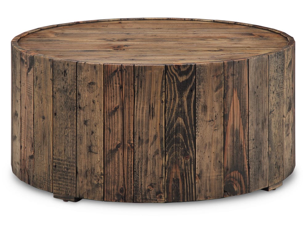 Magnussen - Dakota Rustic Pine Round Caster Cocktail Table With End Table - T4017-45KIT1 view 2