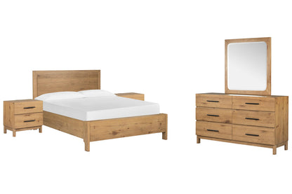 Magnussen - Davenport Rustic Caramel Queen Panel Bed 2 Nightstands And Drawer Dresser With Portrait Mirror - B6309-54-KIT4 view 1