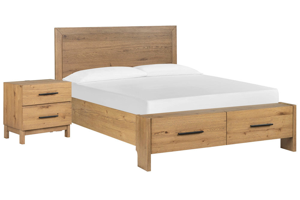 Magnussen - Davenport Rustic Caramel Queen Panel Storage Bed With Nightstand - B6309-54A-KIT1 view 1