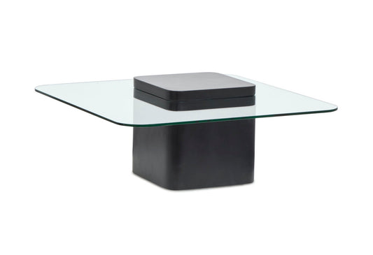 Magnussen - Donora Clear Glass And Obsidian Square Cocktail Table With End Table - T6388-41KIT1 view 2
