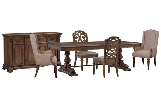 Magnussen - Durango Willadeene Brown Extendable Trestle Dining Table With 2 Side Chairs 2 Host Chairs And Buffet - D5133-21-KIT14 view 1