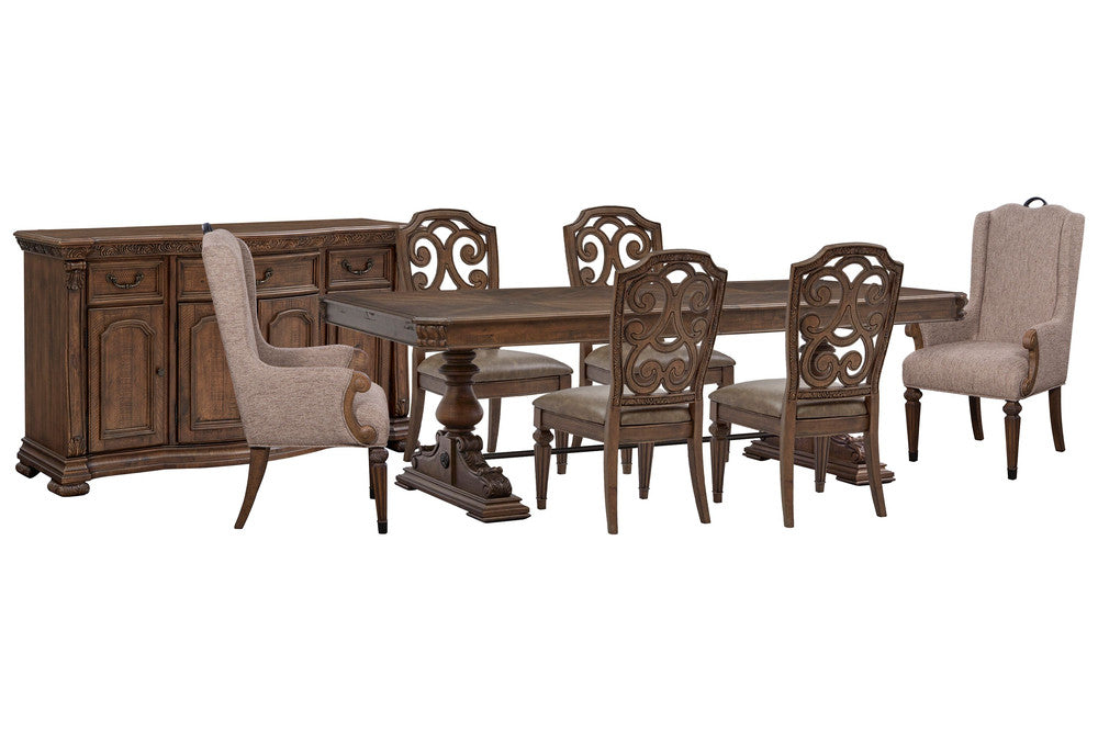 Magnussen - Durango Willadeene Brown Extendable Trestle Dining Table With 4 Side Chairs 2 Host Chairs And Buffet - D5133-21-KIT17 view 1