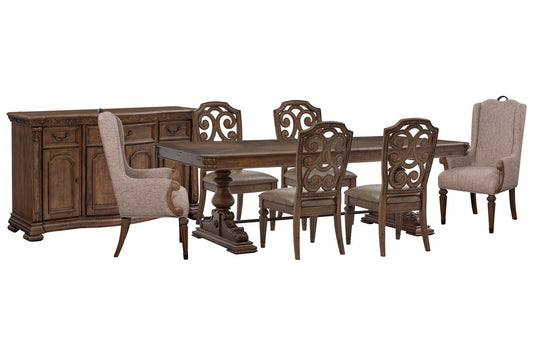 Magnussen - Durango Willadeene Brown Extendable Trestle Dining Table With 4 Side Chairs 2 Host Chairs And Buffet - D5133-21-KIT17 view 1