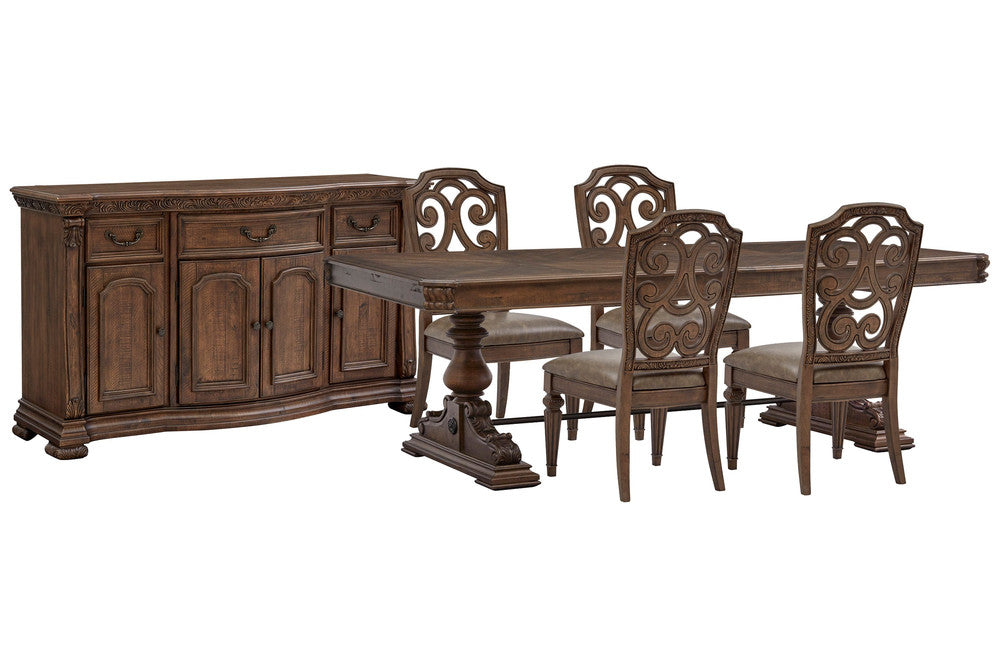 Magnussen - Durango Willadeene Brown Extendable Trestle Dining Table With 4 Side Chairs And Buffet - D5133-21-KIT2 view 1