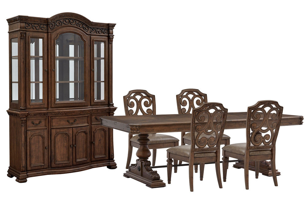 Magnussen - Durango Willadeene Brown Extendable Trestle Dining Table With 4 Side Chairs Buffet And Hutch - D5133-21-KIT3 view 1