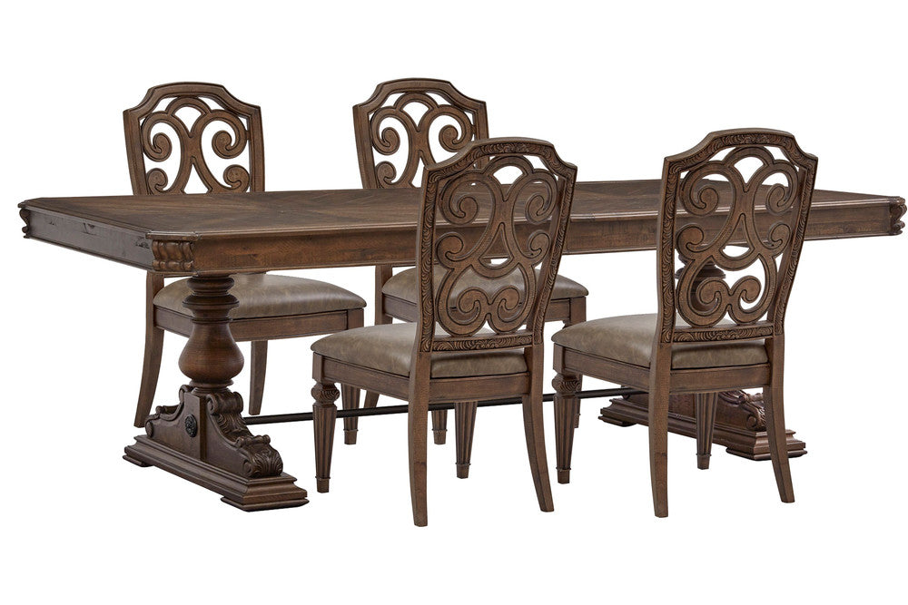 Magnussen - Durango Willadeene Brown Extendable Trestle Dining Table With 4 Side Chairs - D5133-21-KIT1 view 1