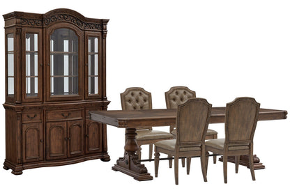 Magnussen - Durango Willadeene Brown Extendable Trestle Dining Table With 4 Upholstered Side Chairs Buffet And Hutch - D5133-21-KIT9 view 1