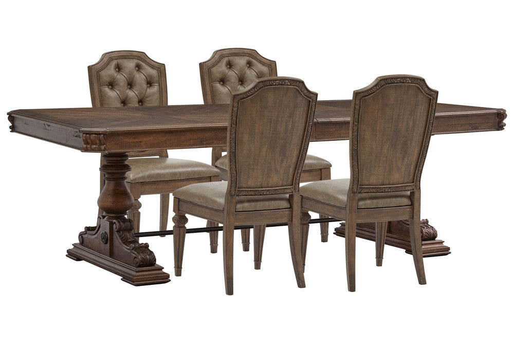 Magnussen - Durango Willadeene Brown Extendable Trestle Dining Table With 4 Upholstered Side Chairs - D5133-21-KIT7 view 1