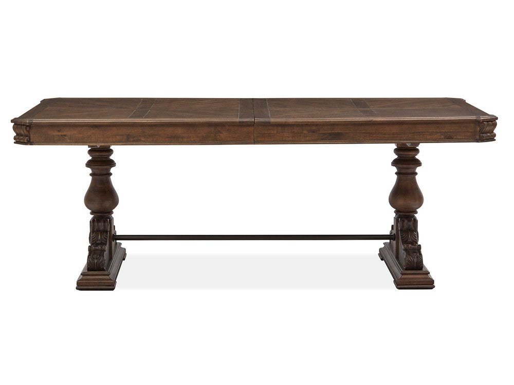 Magnussen - Durango Willadeene Brown Extendable Trestle Dining Table With 4 Upholstered Side Chairs - D5133-21-KIT7 view 3
