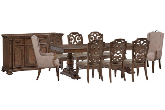 Magnussen - Durango Willadeene Brown Extendable Trestle Dining Table With 6 Side Chairs 2 Host Chairs And Buffet - D5133-21-KIT20 view 1