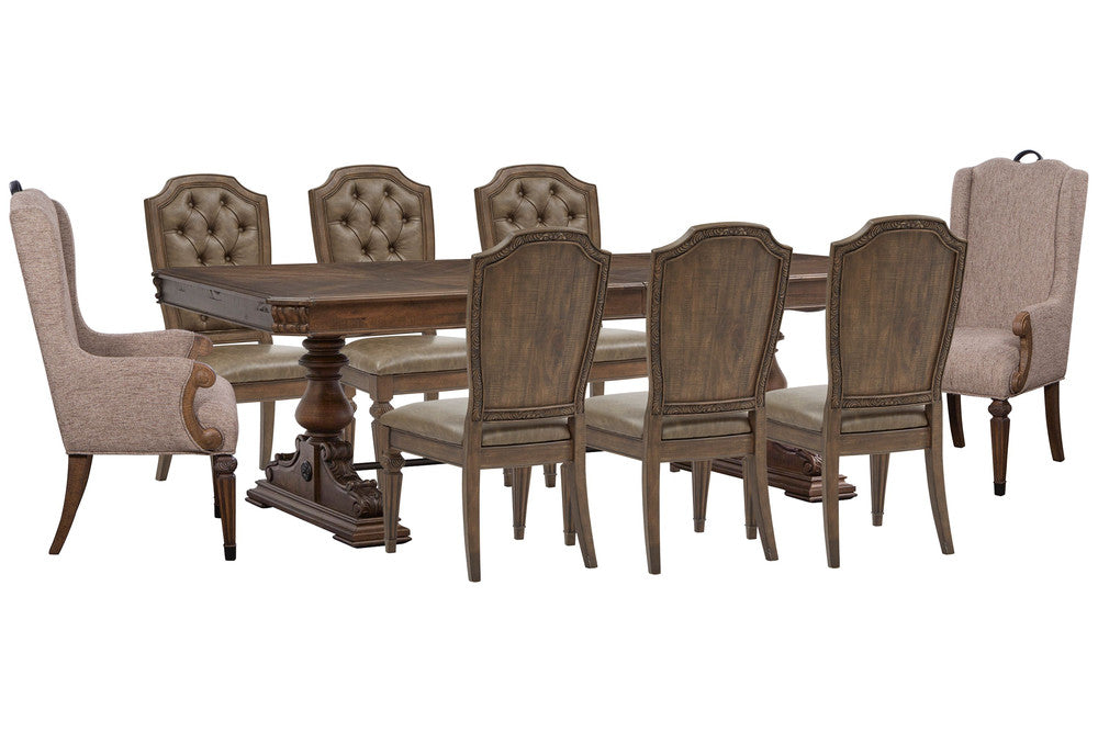 Magnussen - Durango Willadeene Brown Extendable Trestle Dining Table With 6 Upholstered Side Chairs And 2 Host Chairs - D5133-21-KIT28 view 1