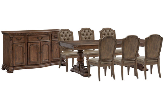 Magnussen - Durango Willadeene Brown Extendable Trestle Dining Table With 6 Upholstered Side Chairs And Buffet - D5133-21-KIT11 view 1