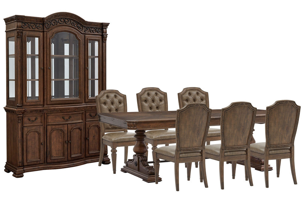 Magnussen - Durango Willadeene Brown Extendable Trestle Dining Table With 6 Upholstered Side Chairs Buffet And Hutch - D5133-21-KIT12 view 1