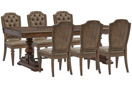 Magnussen - Durango Willadeene Brown Extendable Trestle Dining Table With 6 Upholstered Side Chairs - D5133-21-KIT10 view 1