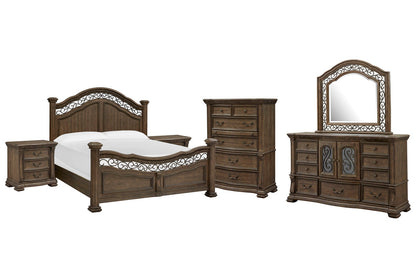 Magnussen - Durango Willadeene Brown King Panel Bed 2 Nightstands Drawer Dresser With Shaped Mirror And Drawer Chest - B5133-64-KIT5 view 1