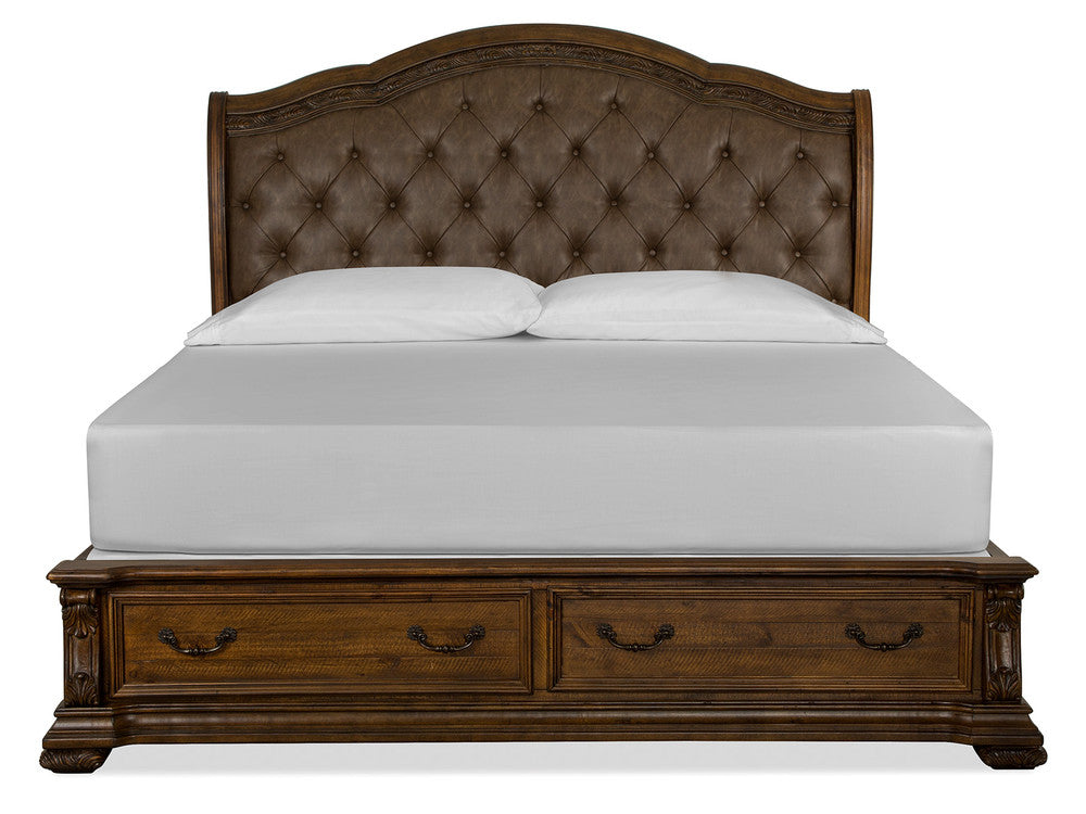 Magnussen - Durango Willadeene Brown King Upholstered Sleigh Storage Bed And Drawer Dresser With Shaped Mirror - B5133-62A-KIT3 view 3