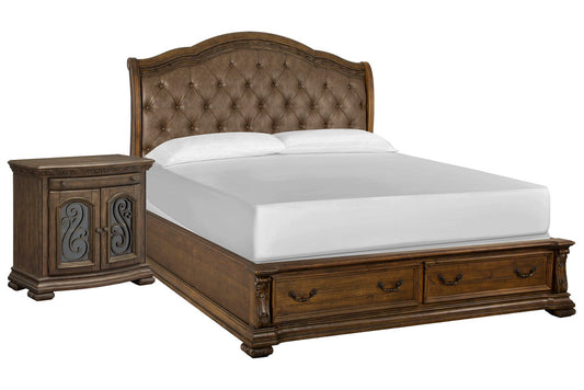 Magnussen - Durango Willadeene Brown King Upholstered Sleigh Storage Bed With Bachelor Chest - B5133-62A-KIT6 view 1