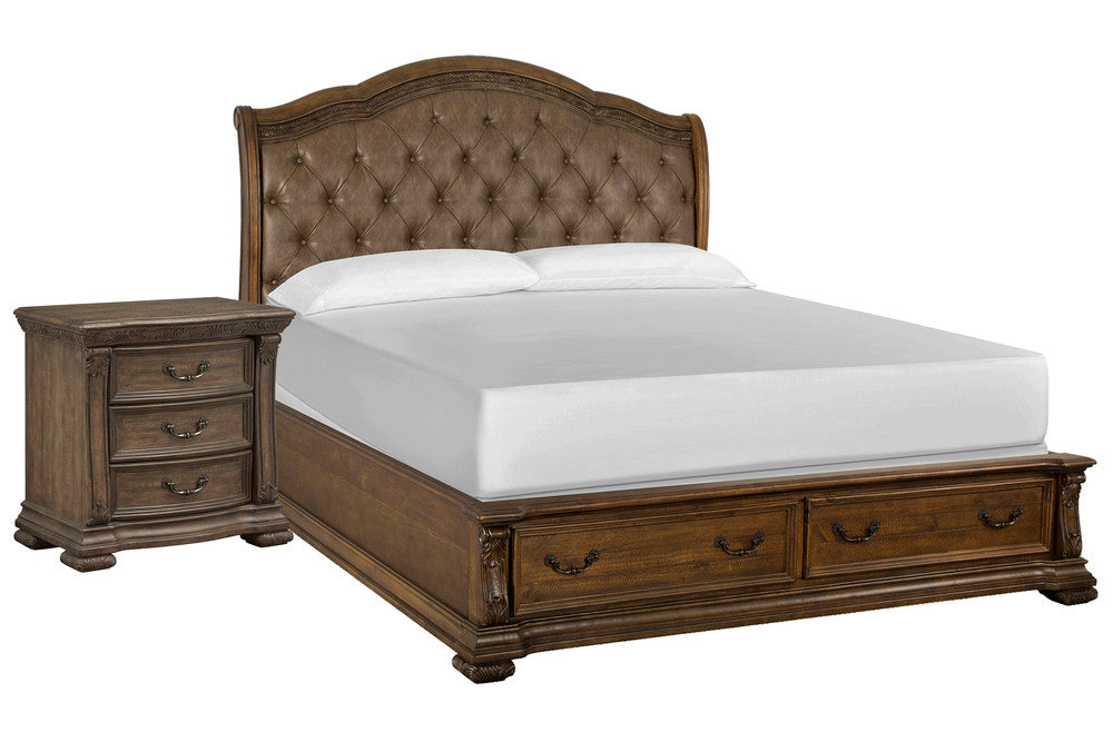 Magnussen - Durango Willadeene Brown King Upholstered Sleigh Storage Bed With Nightstand - B5133-62A-KIT1 view 1