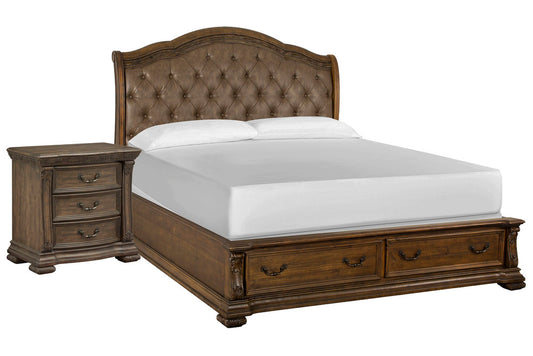 Magnussen - Durango Willadeene Brown King Upholstered Sleigh Storage Bed With Nightstand - B5133-62A-KIT1 view 1