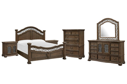 Magnussen - Durango Willadeene Brown Queen Panel Bed 2 Bachelor Chests Drawer Dresser With Shaped Mirror And Drawer Chest - B5133-54-KIT9 view 1