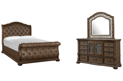 Magnussen - Durango Willadeene Brown Queen Upholstered Sleigh Bed And Drawer Dresser With Shaped Mirror - B5133-52-KIT3 view 1
