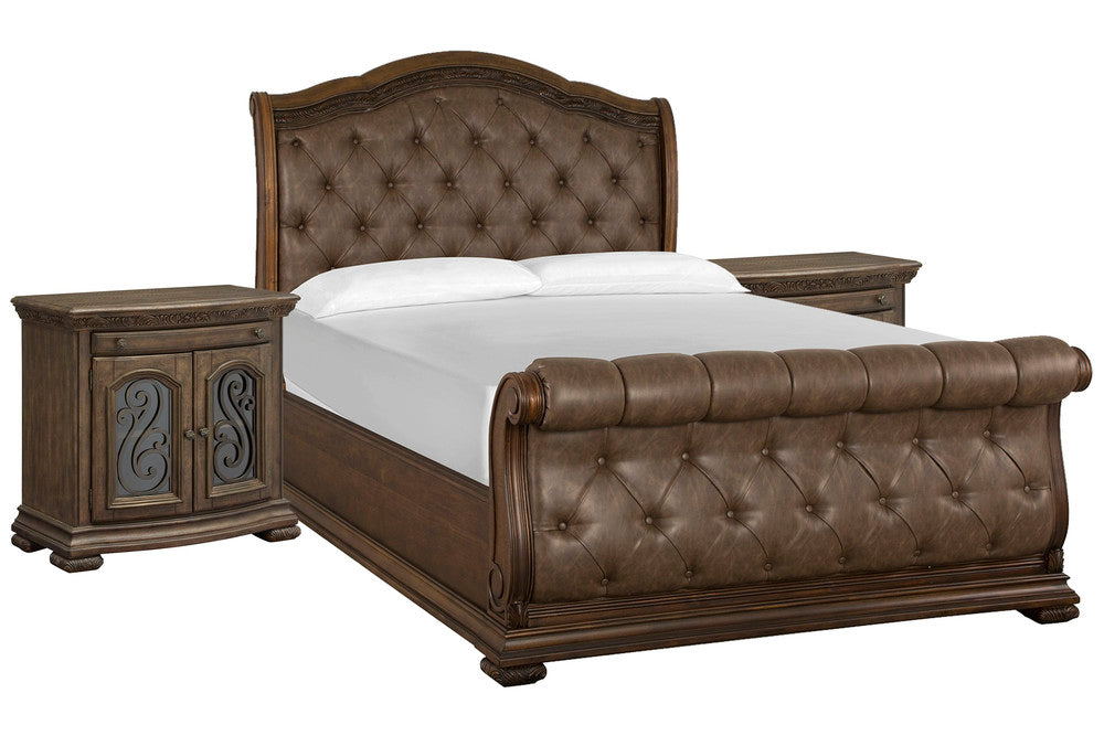 Magnussen - Durango Willadeene Brown Queen Upholstered Sleigh Bed With 2 Bachelor Chests - B5133-52-KIT7 view 1