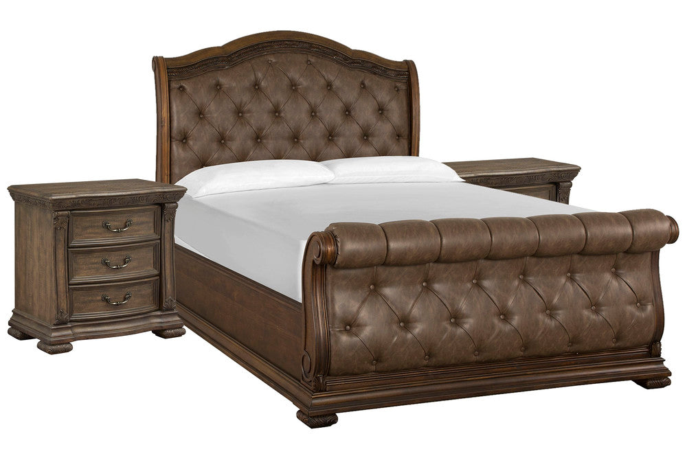 Magnussen - Durango Willadeene Brown Queen Upholstered Sleigh Bed With 2 Nightstands - B5133-52-KIT2 view 1