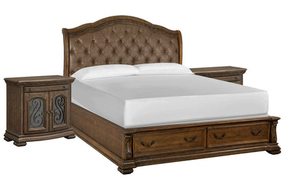 Magnussen - Durango Willadeene Brown Queen Upholstered Sleigh Storage Bed With 2 Bachelor Chests - B5133-52A-KIT7 view 1
