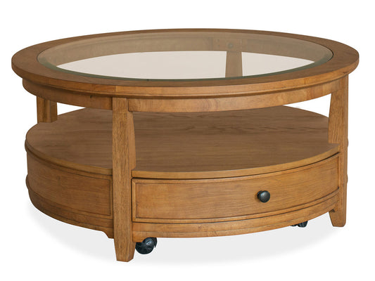 Magnussen - Durant Honey Brown Round Cocktail Table With 2 End Table - T5814-45KIT2 view 2