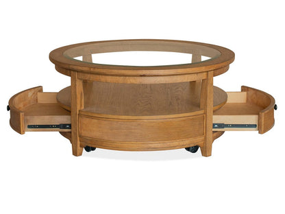 Magnussen - Durant Honey Brown Round Cocktail Table With Casters - T5814-45 view 2