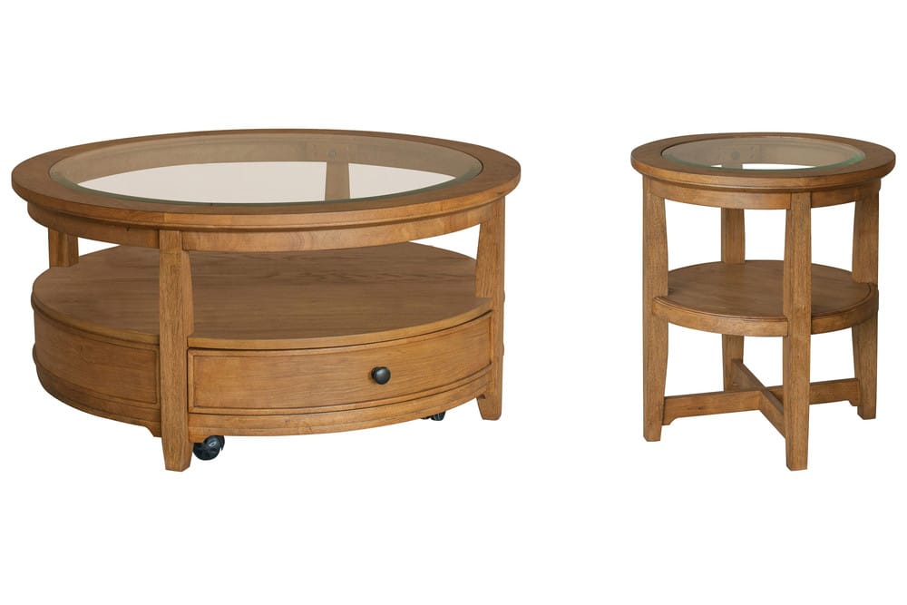 Magnussen - Durant Honey Brown Round Cocktail Table With End Table - T5814-45KIT1 view 1