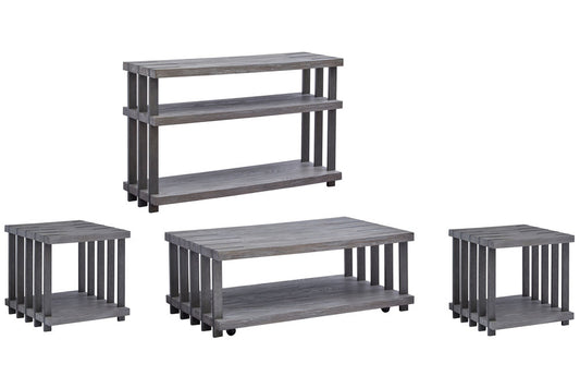 Magnussen - Eldridge Weathered Gravel And Satin Bronze Rectangular Cocktail Table With 2 End Table And Sofa Table - T4917-43KIT3 view 1
