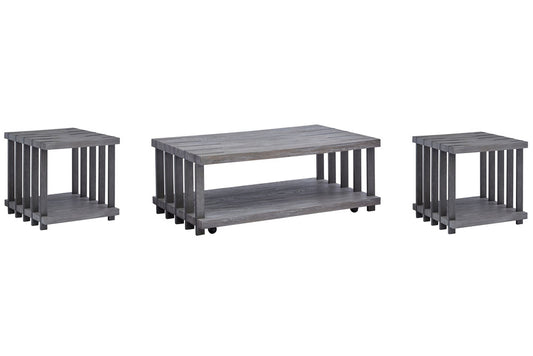 Magnussen - Eldridge Weathered Gravel And Satin Bronze Rectangular Cocktail Table With 2 End Table - T4917-43KIT2 view 1