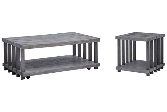 Magnussen - Eldridge Weathered Gravel And Satin Bronze Rectangular Cocktail Table With End Table - T4917-43KIT1 view 1